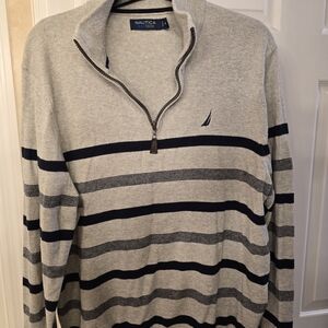 Nautica Men's Zip-Up Sweater in Gray and Navy